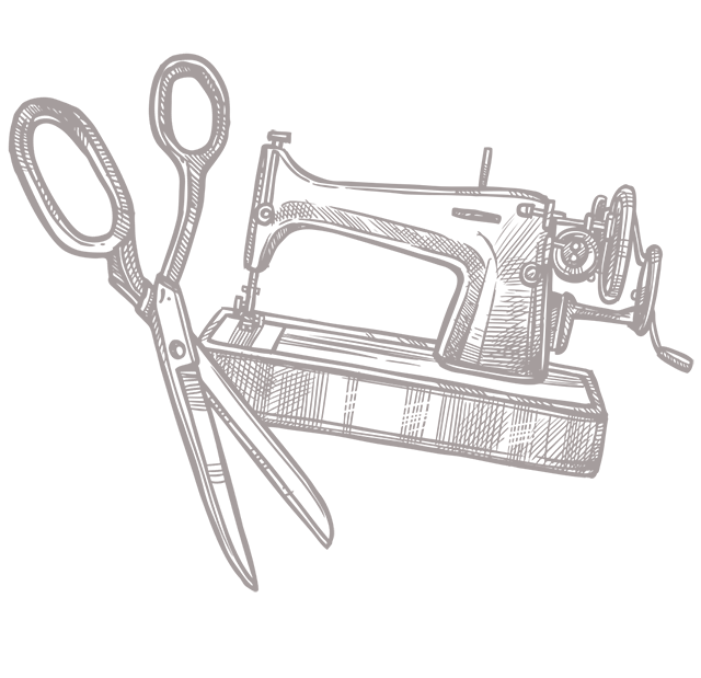Scissors and Sewing Machine Illustration